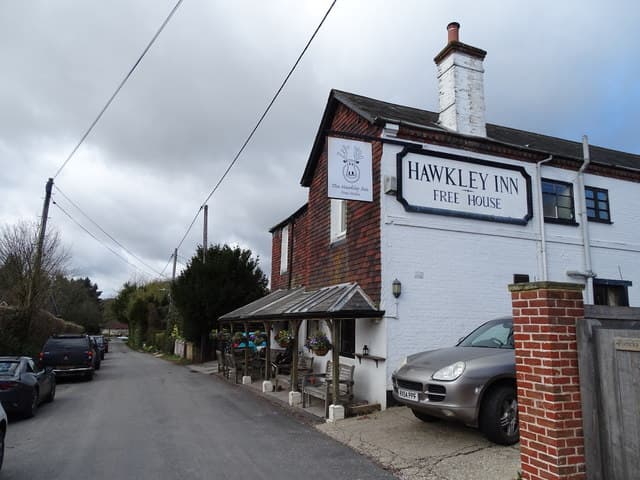 Historical view of Hawkley Inn on Pococks Lane, Hawkley, in 2019.